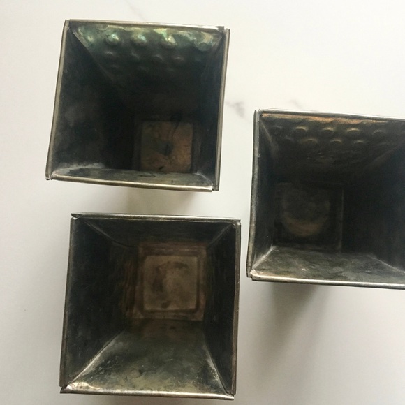 Brass Urn Planters Flowerpots Vintage Boho Small Succulent Set of 3 - Picture 4 of 5